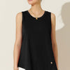 Round Neck Button Side Tank - Black