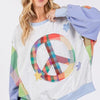 SAGE + FIG Contrast Peace Patch Dropped Shoulder Sweatshirt - Blue Purple