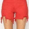 RISEN High Rise Distressed Denim Shorts - Fiesta