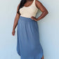 DOUBLJU Comfort Princess Full Size High Waist Scoop Hem Maxi Skirt in Dusty Blue at Bella Road