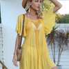 Openwork Flutter Sleeve Cover-Up Dress - True Yellow