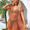 Side Slit Plunge Openwork Cover-Up - Tangerine