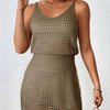 Openwork V-Neck Sleeveless Cover Up Dress - Brown