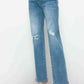 bytos Full Size Distressed High Rise Straight Jeans showcasing a flattering fit with trendy rips and a classic straight-leg design.