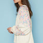 Round Neck Balloon Floral Long Sleeve Top