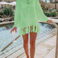 DOUBLE TAKE Openwork Tassel Hem Long Sleeve Knit Cover Up at Bella Road