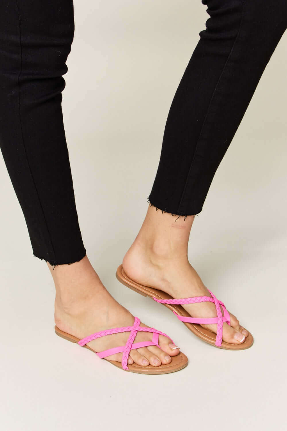 WILD DIVA Crisscross PU Leather Open Toe Sandals at Bella Road