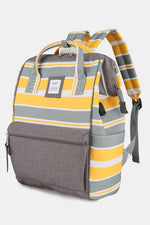 Stylish Himawari striped waterproof nylon backpack with side pockets, perfect for fashion and function on any outing.