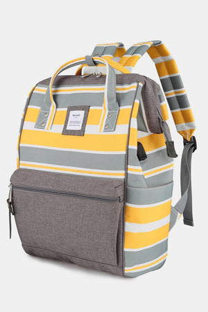 Stylish Himawari striped waterproof nylon backpack with side pockets, perfect for fashion and function on any outing.