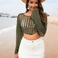 BELLA ROAD Openwork Boat Neck Long Sleeve Cover-Up at Bella Road