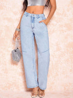 Stylish Bella Road straight leg jeans with pockets in light blue, perfect for trendy adventures.