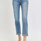 High Rise Cropped Roll Up Jeans with stylish high waist and rolled-up cuffs, perfect for showing off shoes and enhancing curves - Risen Jeans