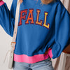 Bella Road Fall Graphic Contrast Long Sleeve Sweatshirt - Peacock  Blue