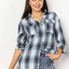 Plaid Dropped Shoulder Shirt - Sky Blue