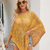 Openwork Boat Neck Shawl Cover Up - Honey