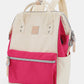 Himawari large water-resistant canvas backpack with pink and cream design, featuring convenient side pockets for stylish adventures.