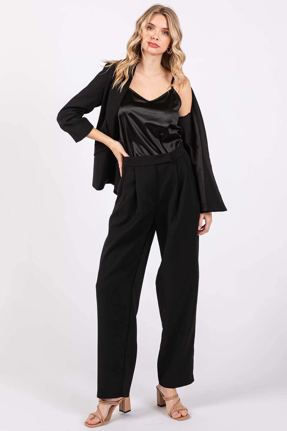 GEEGEE High-Waisted Pleated Pants at Bella Road