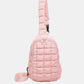 Stylish pink Bella Road Quilted Nylon Crossbody Bag, perfect for trendy adventures, with a sleek design in a medium size.