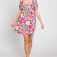 GEEGEE Floral Ruff Sleeve Mini Dress at Bella Road