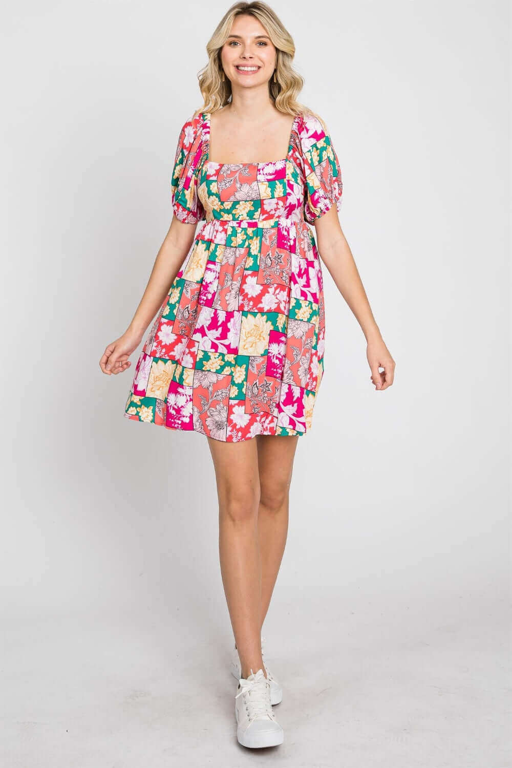 GEEGEE Floral Ruff Sleeve Mini Dress at Bella Road