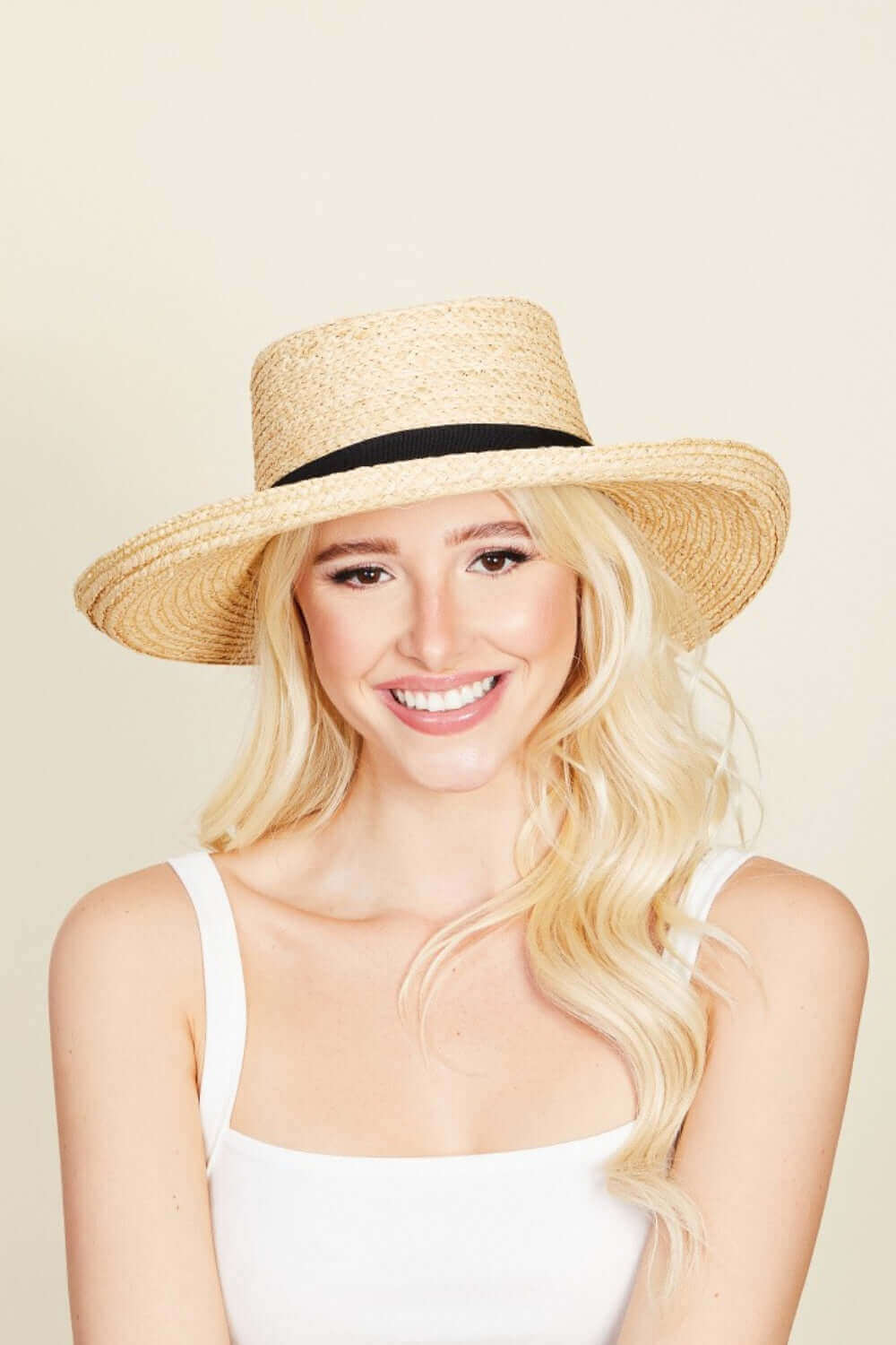 FAME Wide Brim Straw Weave Hat at Bella Road