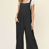 Texture Sleeveless Wide Leg Overall | Full Size - Black