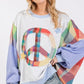 SAGE + FIG Contrast Peace Patch Dropped Shoulder Sweatshirt with colorful peace patch and loose fit style.