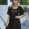 Openwork Flutter Sleeve Cover-Up Dress - Black