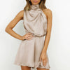 Turtleneck Sleeveless Romper - Sand