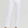 RISEN Full Size Tummy Control Elastic Band High Rise Crop Straight Jeans - White