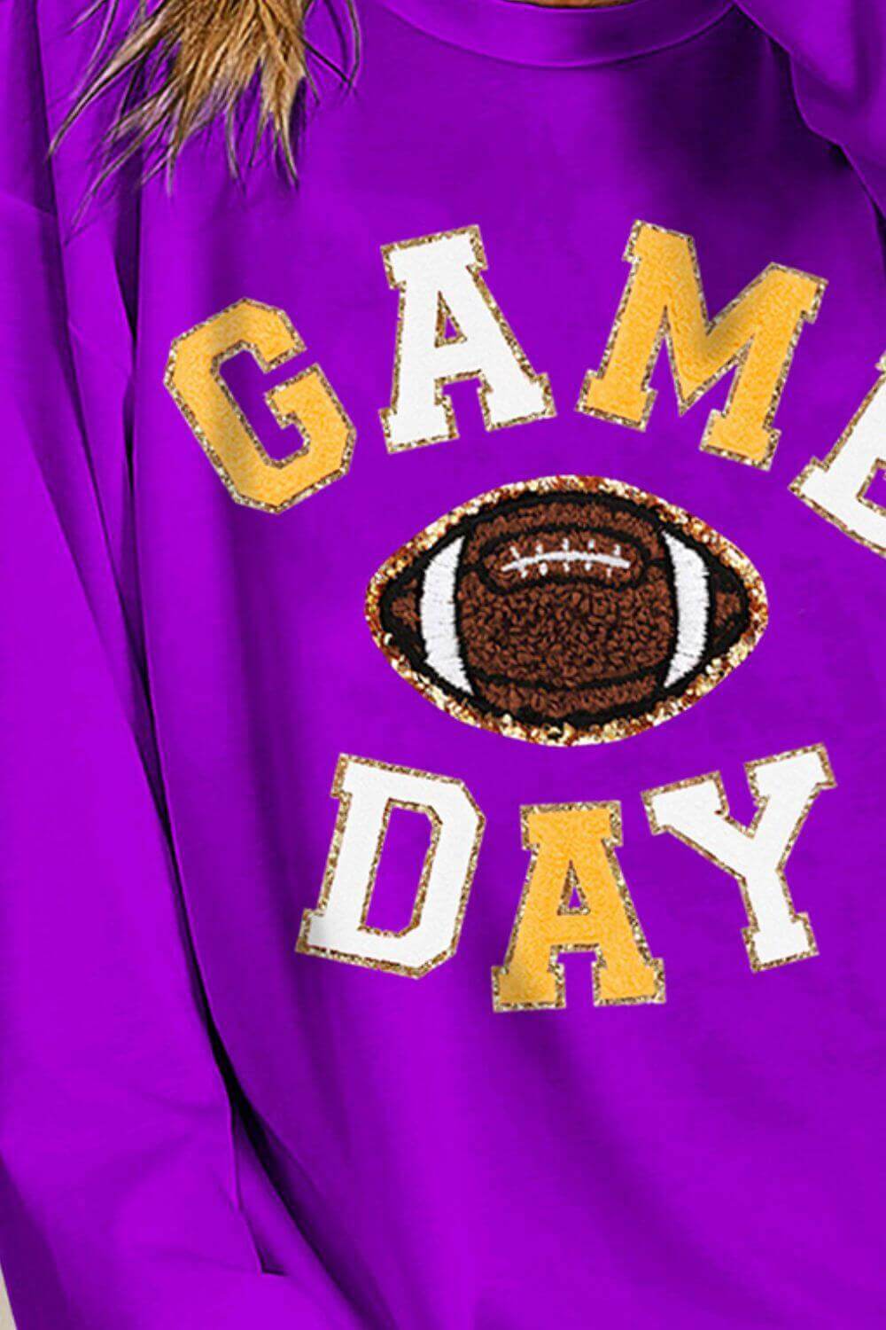 BIBI Game Day Letter Patches Sweatshirt at Bella Road