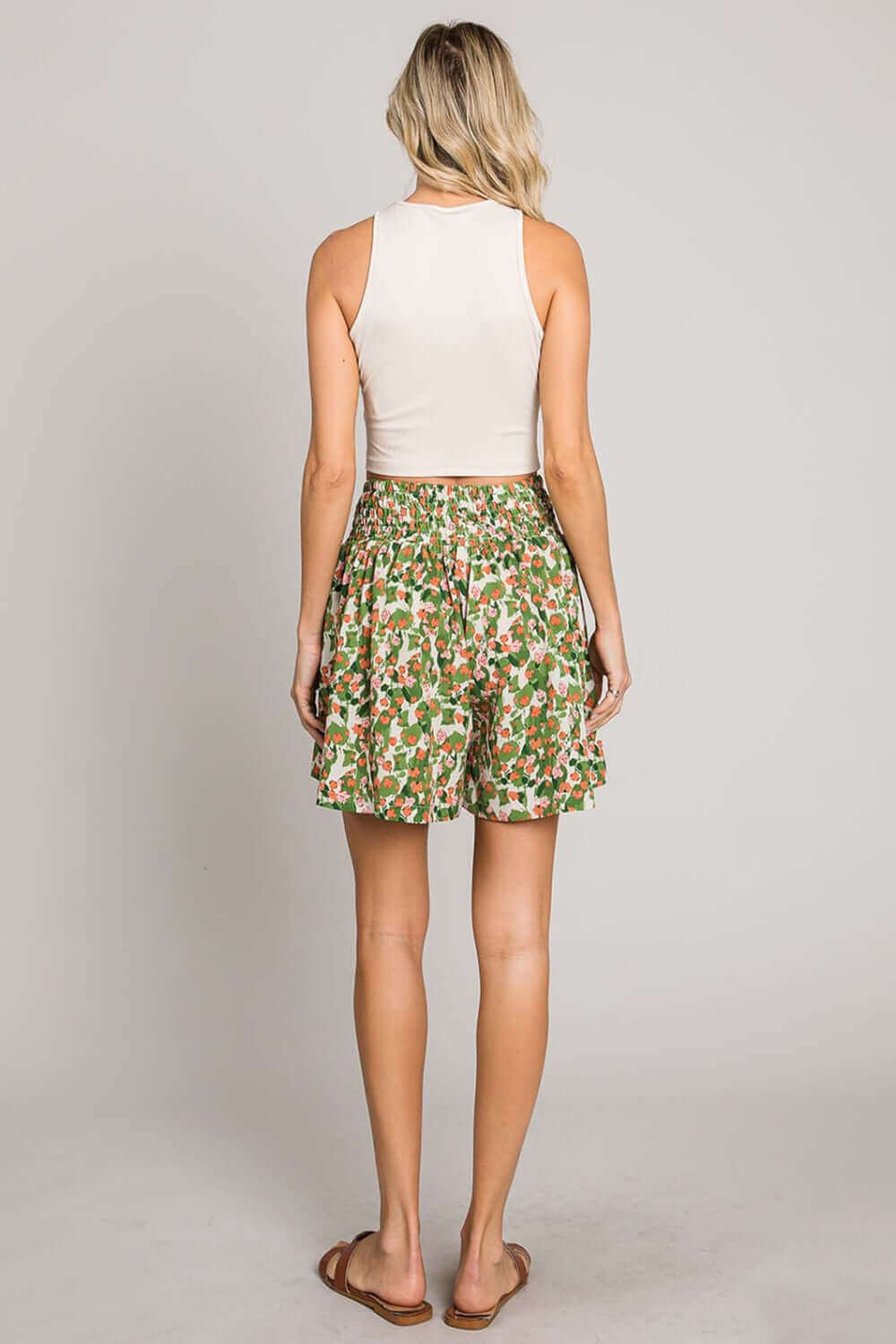 COTTON BLEU Floral Printed Smocked Waist Skorts at Bella Road