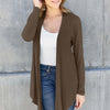 Open Front Long Sleeve Cardigan - Brown