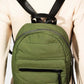 Stylish adjustable strap nylon backpack in olive green, perfect for daily use and travel with multiple compartments.