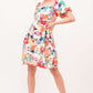 Square Neck Puff Sleeve Floral Dress