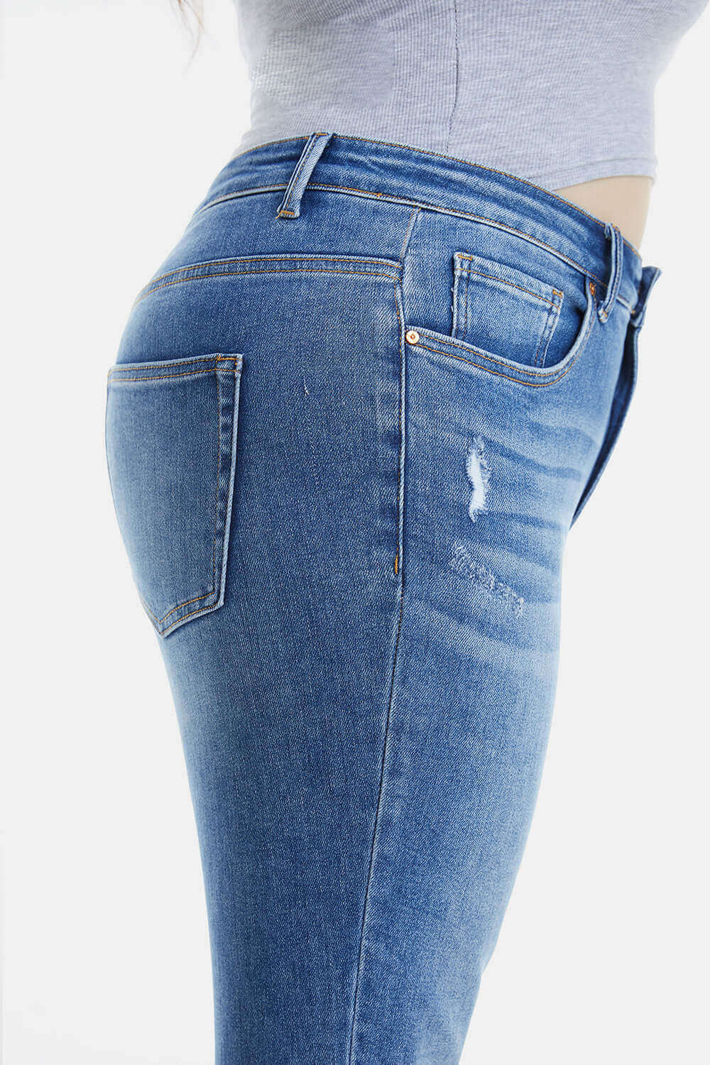 BAYEAS Full Size High Waist Distressed Raw Hew Skinny Jeans at Bella Road