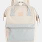 Himawari water-resistant canvas backpack with side pockets, eco-friendly design in beige and pastel blue, perfect for adventures.