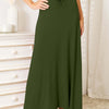 Soft Rayon Drawstring Waist Maxi Skirt Rayon | Full Size - Green