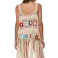 BELLA ROAD Openwork Fringe Detail Embroidery Sleeveless Cover-Up at Bella Road