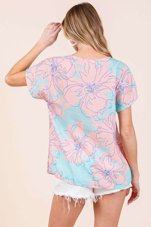 BOMBOM Floral Short Sleeve T-Shirt at Bella Road