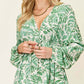 DOUBLE TAKE Full Size Printed Ruched Balloon Sleeve Dress at Bella Road