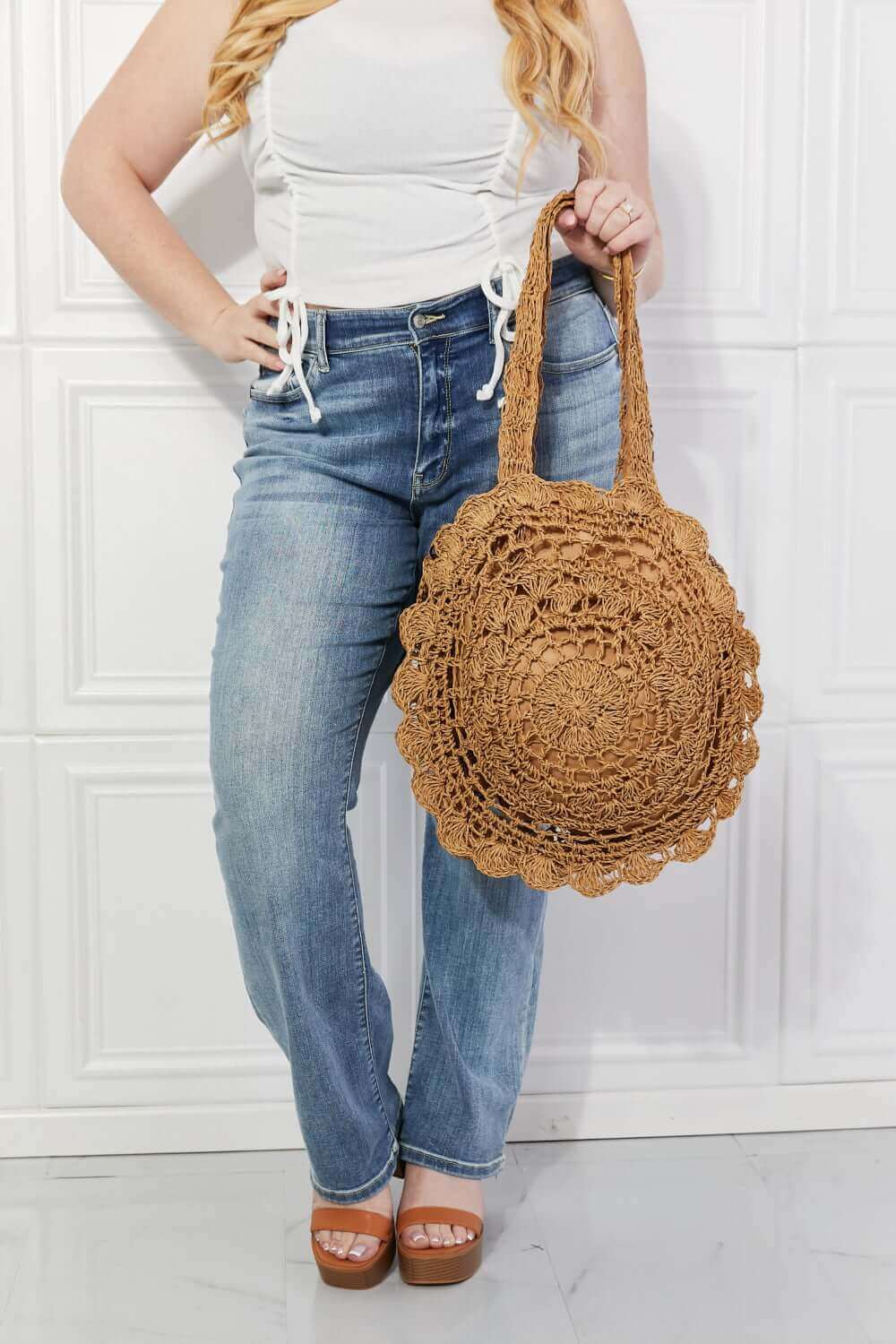 JUSTIN TAYLOR Brunch Time Straw Rattan Handbag at Bella Road