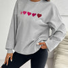 Devine Heart Dropped Shoulder Long Sleeve Sweatshirt - Light Gray