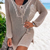 Openwork Tie Neck Cover-Up - Khaki