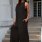 DOUBLE TAKE Full Size Tie Back Cutout Sleeveless Jumpsuit at Bella Road