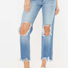 Kancan High Waist Chewed Up Straight Mom Jeans - Medium