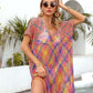 BELLA ROAD Openwork Contrast Short Sleeve Cover-Up at Bella Road