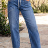 Bella Road Drawstring Waist Ankle Jeans - Dusty Blue