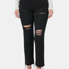 Zenana Distressed Raw Hem Cropped Jeans - Black