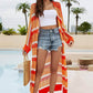 BELLA ROAD Striped Open Front Side Slit Duster Cover Up at Bella Road